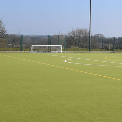 One third of the synthetic grass pitch
