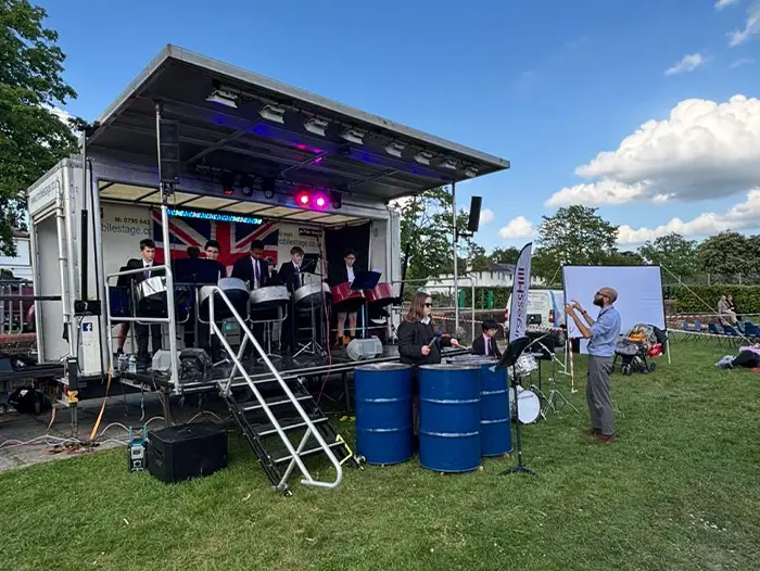 Students performing in the Steel Pan Band